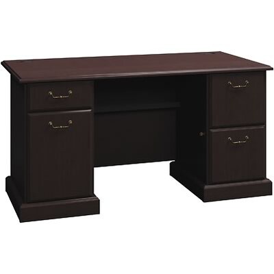 Bush® Syndicate in Mocha Cherry; 60x30 Double Pedestal Desk, Ready-to-Assemble