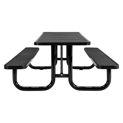 Global Industrial 8' Rectangular Picnic Table, Expanded Metal, Black (277153BK)