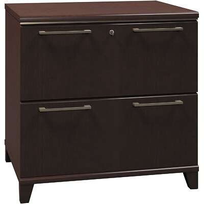 Bush Business Furniture Enterprise 30W 2 Drawer Lateral File Cabinet, Mocha Cherry, Installed (2954MC-03FA)