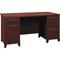 Bush Business Furniture Enterprise Collection in Harvest Cherry, 60 Double-Pedestal Desk, Installed (2960ACS-03KFA)