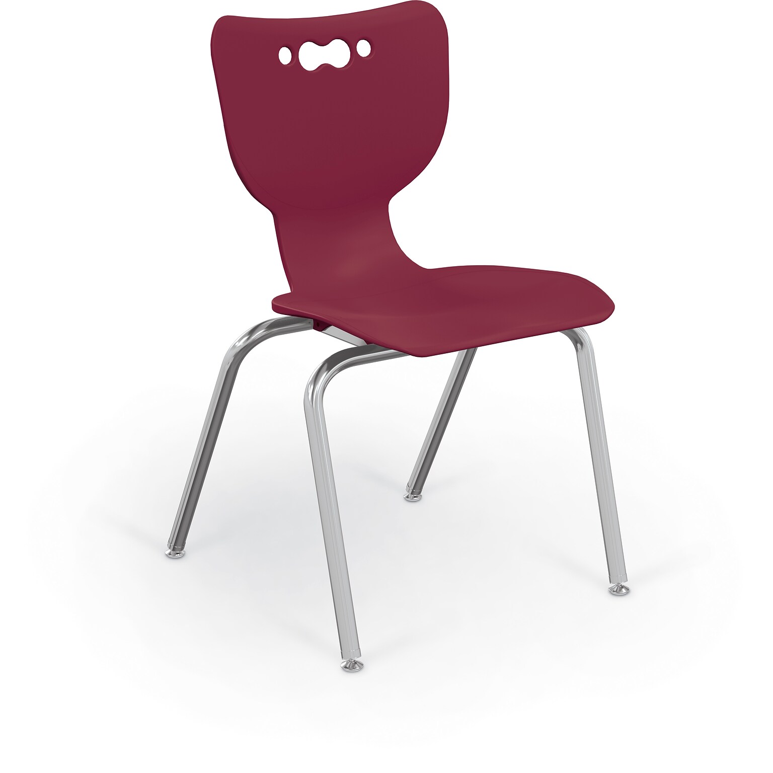 MooreCo 18 Hierarchy Student Chair with 4 Legs, Maroon/Chrome Base (703673561358)