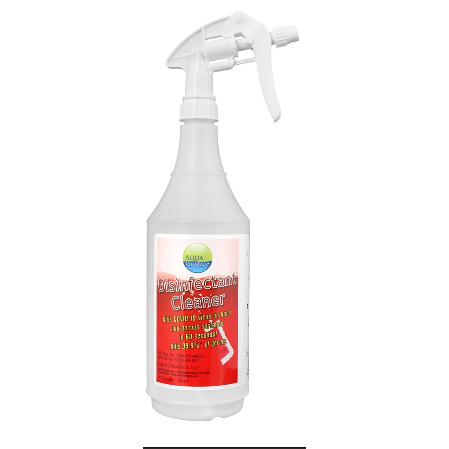 Aqua ChemPacs Disinfectant  32 oz. Spray Bottle with Trigger, White/Red (9320121)