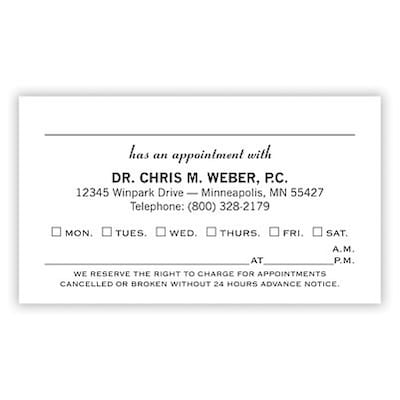 Custom 1 & 2 Color Appointment Cards, 250/Pk