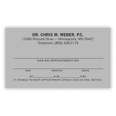 Basic Appointment Cards; Layout B, Laid Finish, Gray