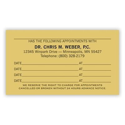 Basic Appointment Cards; Layout C, Smooth Finish, Ivory