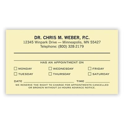 Basic Appointment Cards; Layout E, Linen Finish, Ivory