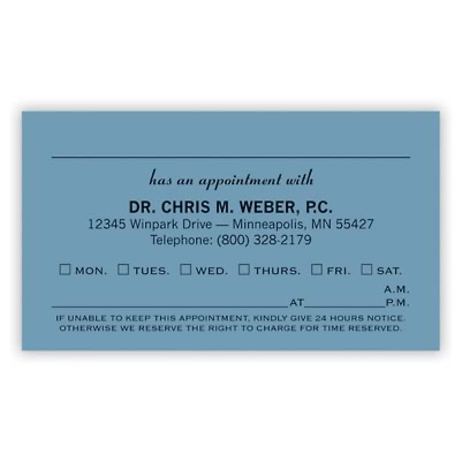 Custom 1-2 Color Business Cards, Blue Index 110# Cover Stock, Raised Print, 1 Custom Ink, 2-Sided, 250/PK