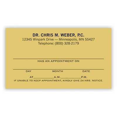Basic Appointment Cards; Layout B, Smooth Finish, Ivory