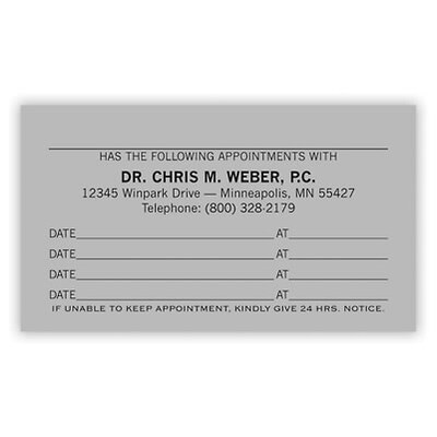 Basic Appointment Cards; Layout C, Linen Finish, Gray