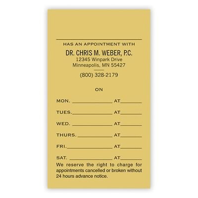 Basic Appointment Cards; Layout D, Smooth Finish, Ivory