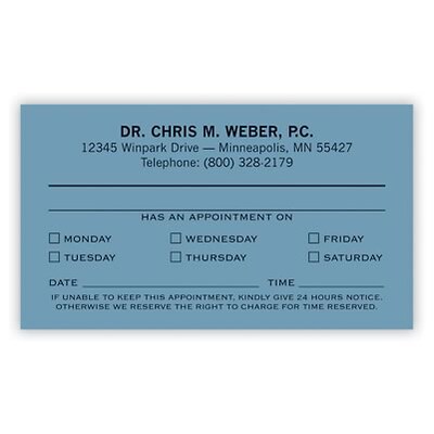 Basic Appointment Cards; Layout E, Smooth Finish, Blue