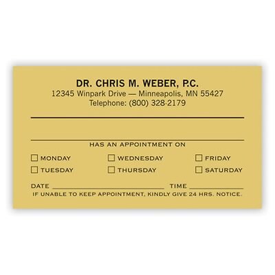 Basic Appointment Cards; Layout E, Smooth Finish, Ivory