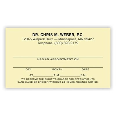 Basic Appointment Cards; Layout B, Laid Finish, Ivory