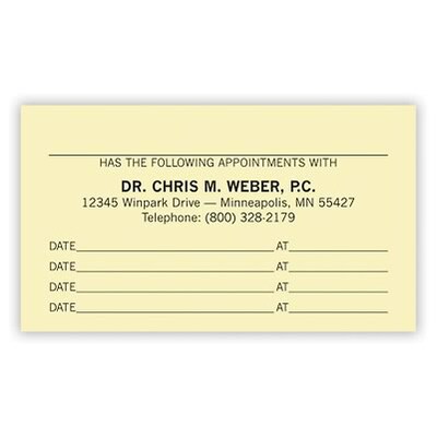 Basic Appointment Cards; Layout C, Laid Finish, Ivory