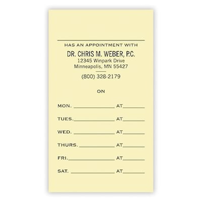 Basic Appointment Cards; Layout D, Laid Finish, Ivory
