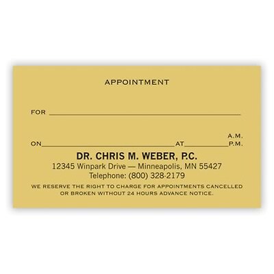 Basic Appointment Cards; Layout F, Smooth Finish, Ivory