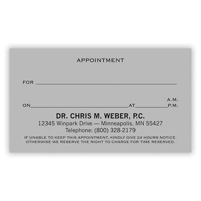 Basic Appointment Cards; Layout F, Smooth Finish, Gray