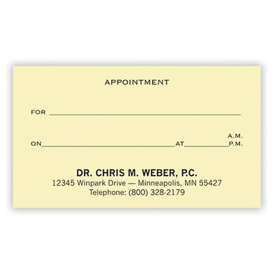 Basic Appointment Cards; Layout F, Laid Finish, Ivory