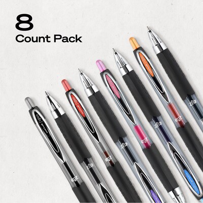 uniball 207 Retractable Gel Pens, Medium Point, 0.7mm, Assorted Ink, 8/Pack (40110)