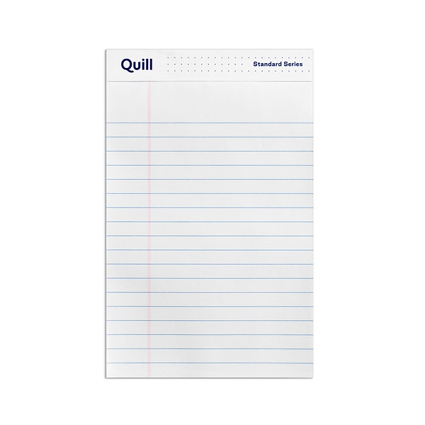 Quill Brand® Standard Series Legal Pad, 5 x 8, Wide Ruled, White, 50 Sheets/Pad, 12 Pads/Pack (742326)