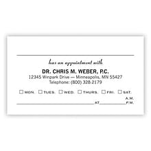 Custom Full Color Folded Appointment Cards, White 14 pt. Uncoated, Flat Print, 2-Sided, 250/Pk