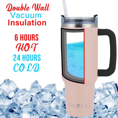 Brentwood Geojug Stainless Steel Double Walled Tumbler Cup, 40 oz., Pink (CMB-1200PK)