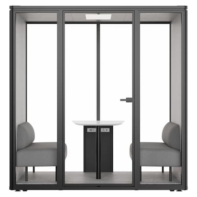 Uncaged Ergonomics Modular Acoustic Office Pod with Ventilation, Lighting and Power, Large, White (POD-L-White)