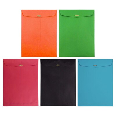JAM Paper Open End Clasp Catalog Envelope 9 x 12, Assorted Colors, 50/Pack (87326)