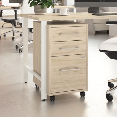 Bush Business Furniture Hustle 3 Drawer Mobile File Cabinet, Natural Elm (HUF116NE)