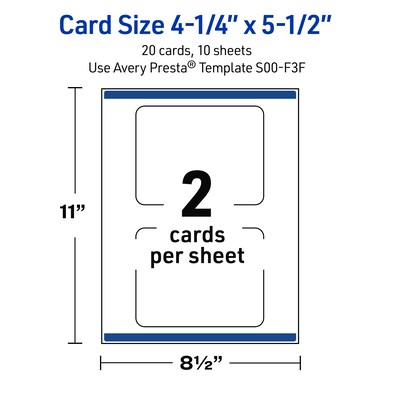 Avery Silver Border Matte Blank Card, White, 20/Pack (S00-F3F)