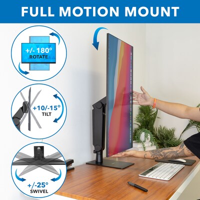 Mount-It! Adjustable Freestanding Single Monitor Arm with Height Adjustment, 17"–32", Black (MI-2757)