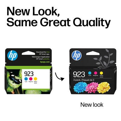 HP 923 Cyan/Magenta/Yellow Standard Yield Ink Cartridges, 3/Pack (6C3Y4LN)