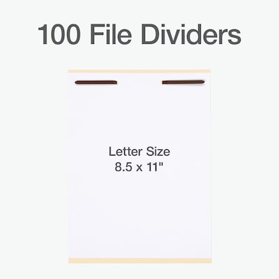 Pendaflex Paperboard File Dividers, 1 Fastener, Letter Size, Manila, 100/Box (1006978)
