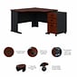 Bush Business Furniture Cubix 48W Corner Desk with Mobile File Cabinet, Hansen Cherry/Galaxy (SRA035HCSU)