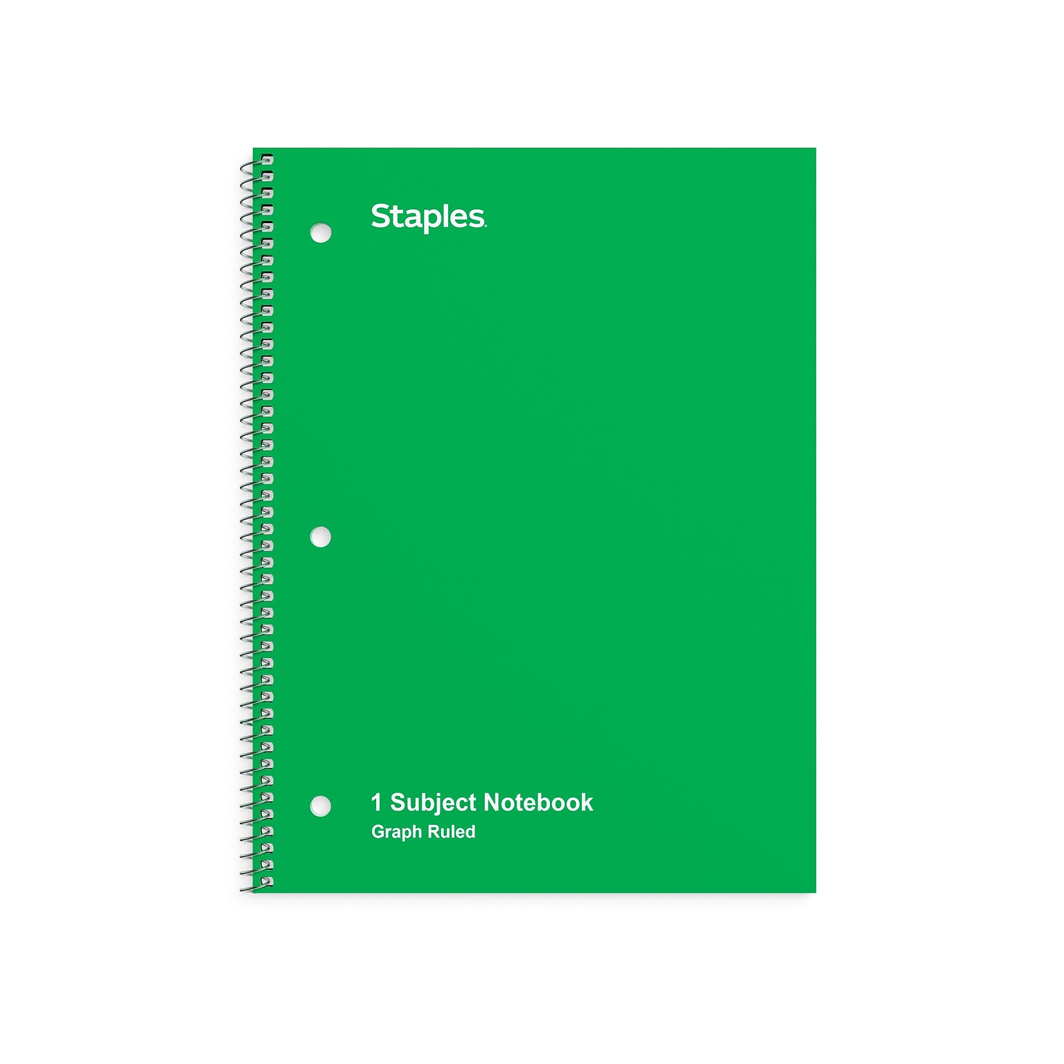 Staples 1-Subject Notebook, 8 x 10.5, Graph Ruled, 70 Sheets, Green (ST23987C)