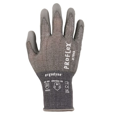 Ergodyne ProFlex 7044 PU Coated Cut-Resistant Gloves, ANSI A4, Gray, Large, 12 Pair (10484)