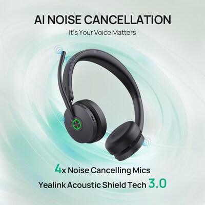YeaLink WH68 Hybrid USB-A/USB-C Bluetooth Stereo Phone & Computer Headset, MT Certified