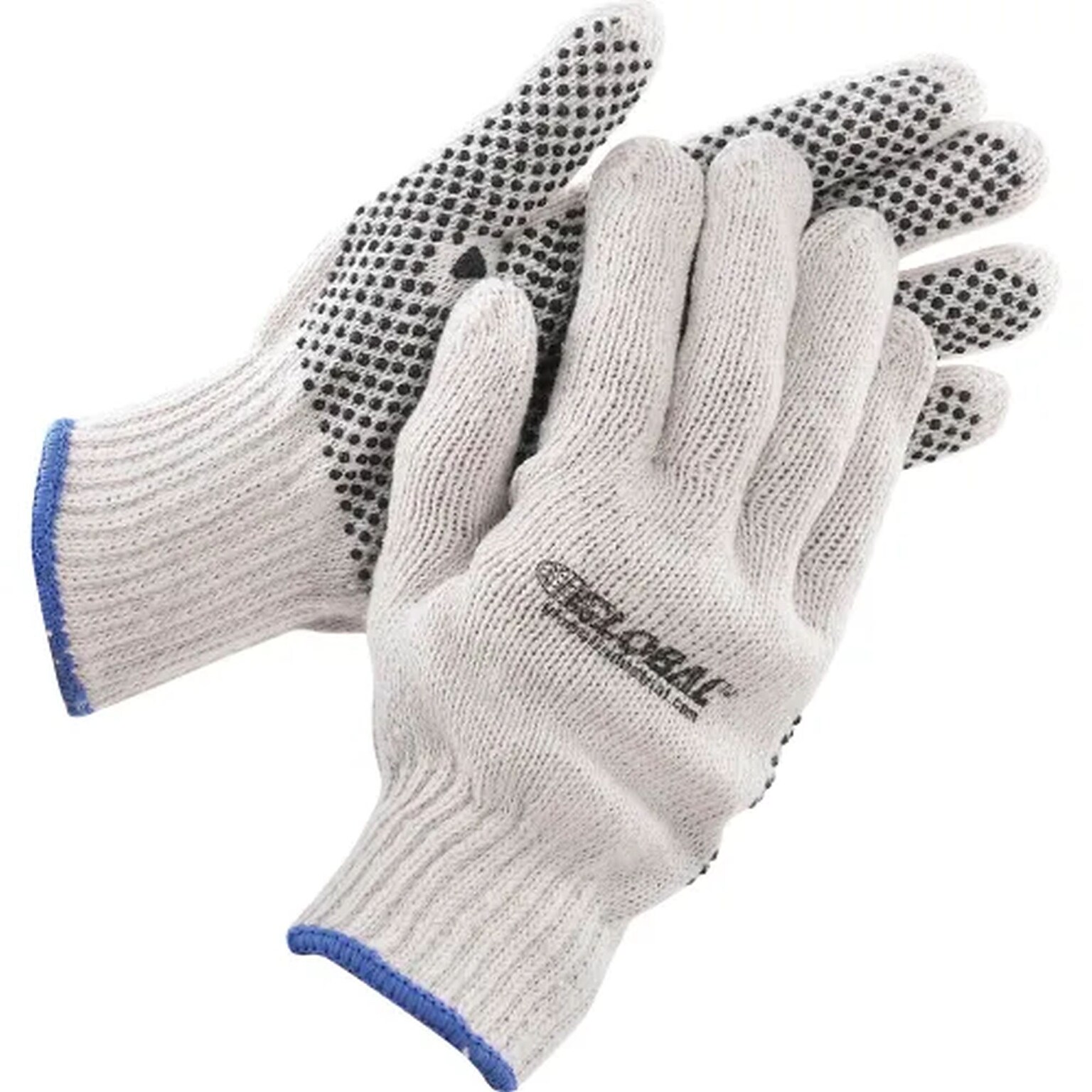 Global Industrial PVC Dot Knit Gloves, Single-Sided, Black, X-Large, 12 Pairs (708352XL)
