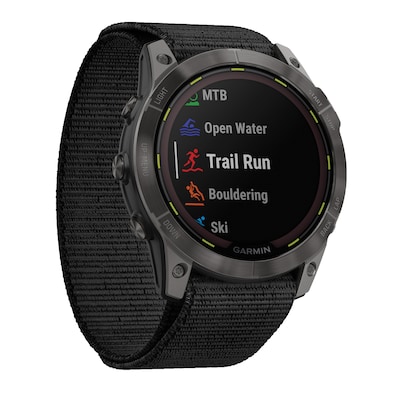 Garmin Enduro 2 Multisport Solar GPS Smartwatch, Carbon Gray DLC Titanium Bezel with Black UltraFit Nylon Strap (010-02754-00)