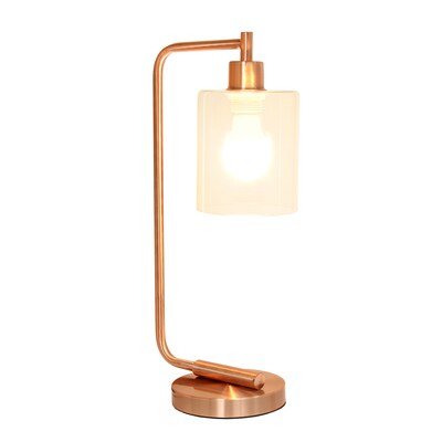Creekwood Home Vintage Vantage 18.8 Minimalist Industrial Curved Arm Desk Lamp, Feit LED Bulb, Rose