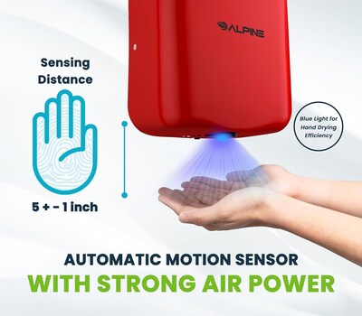 Alpine Industries Hemlock 110/120V Automatic Hand Dryer, Red (400-10-RED)