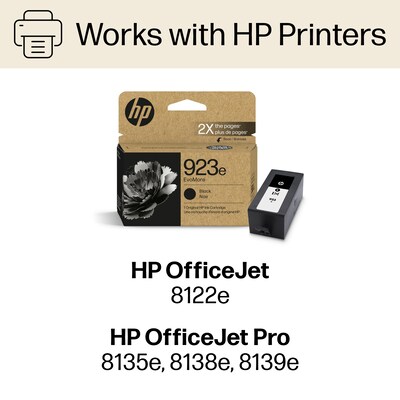 HP 923e Black High Yield and Cyan/Magenta/Yellow Standard Yield Ink Cartridge, 4/Pack