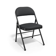 Quill Brand® Luxura Faux Leather Folding Chair, Black, 4/Pack (51504)