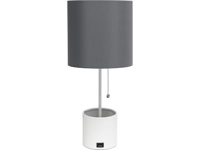 Simple Designs Table Lamp, White/Gray (LT1085-GOW)