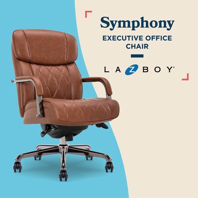 La-Z-Boy Symphony Ergonomic Bonded Leather Swivel Executive Chair, Cognac and Graphite (CCHR10013C)