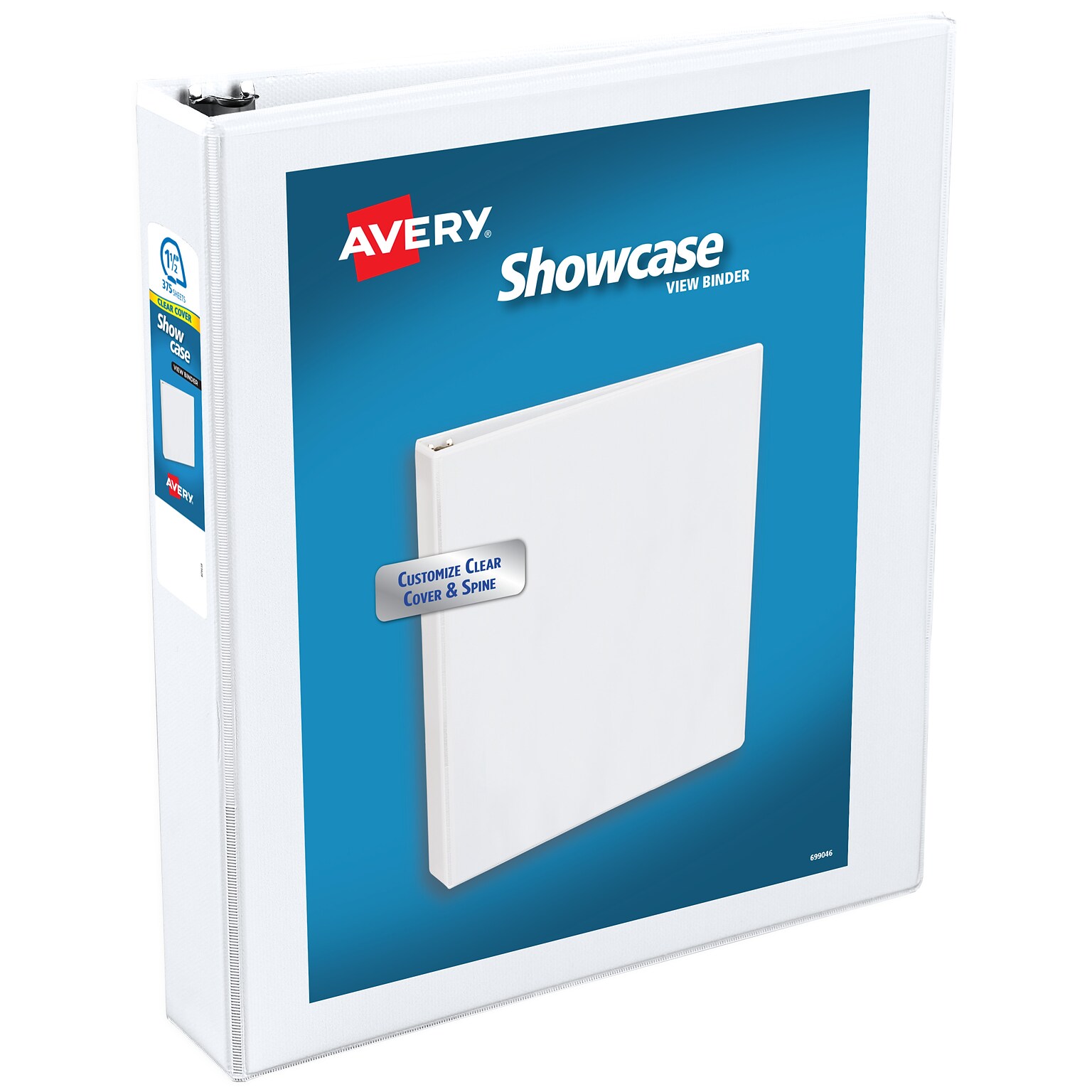 Avery Showcase 1 1/2 3-Ring View Binders, Slant Ring, White (19651)