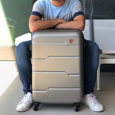 DUKAP Rodez 24" Hardside Suitcase, 4-Wheeled Spinner, TSA Checkpoint Friendly, Silver (DKROD00M-COA)