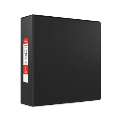 Staples® Standard 3 3 Ring Non View Binder with D-Rings, Black (26307-CC)