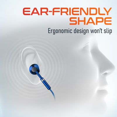 Delton 18EC USB-C Earbuds with Microphone, Blue (DWH18ECBL)