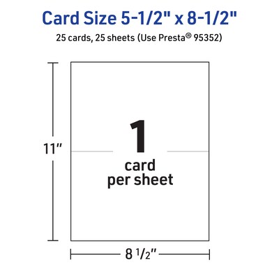 Avery Integrated Cards, 5.5" x 8.5", Glossy White, 25/Pack (95352)